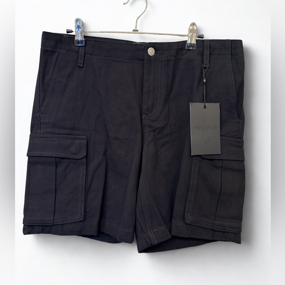 NWT The Kooples Men’s Black Denim Cargo Shorts - FR50|US 36 - $185 MSRP
